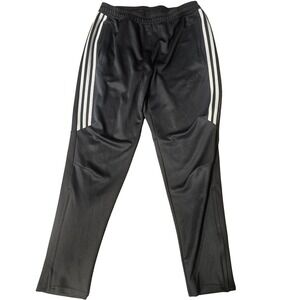 Adidas Pants Mens Large Black 3-Stripes Track Athletic Tapered Zip Ankle